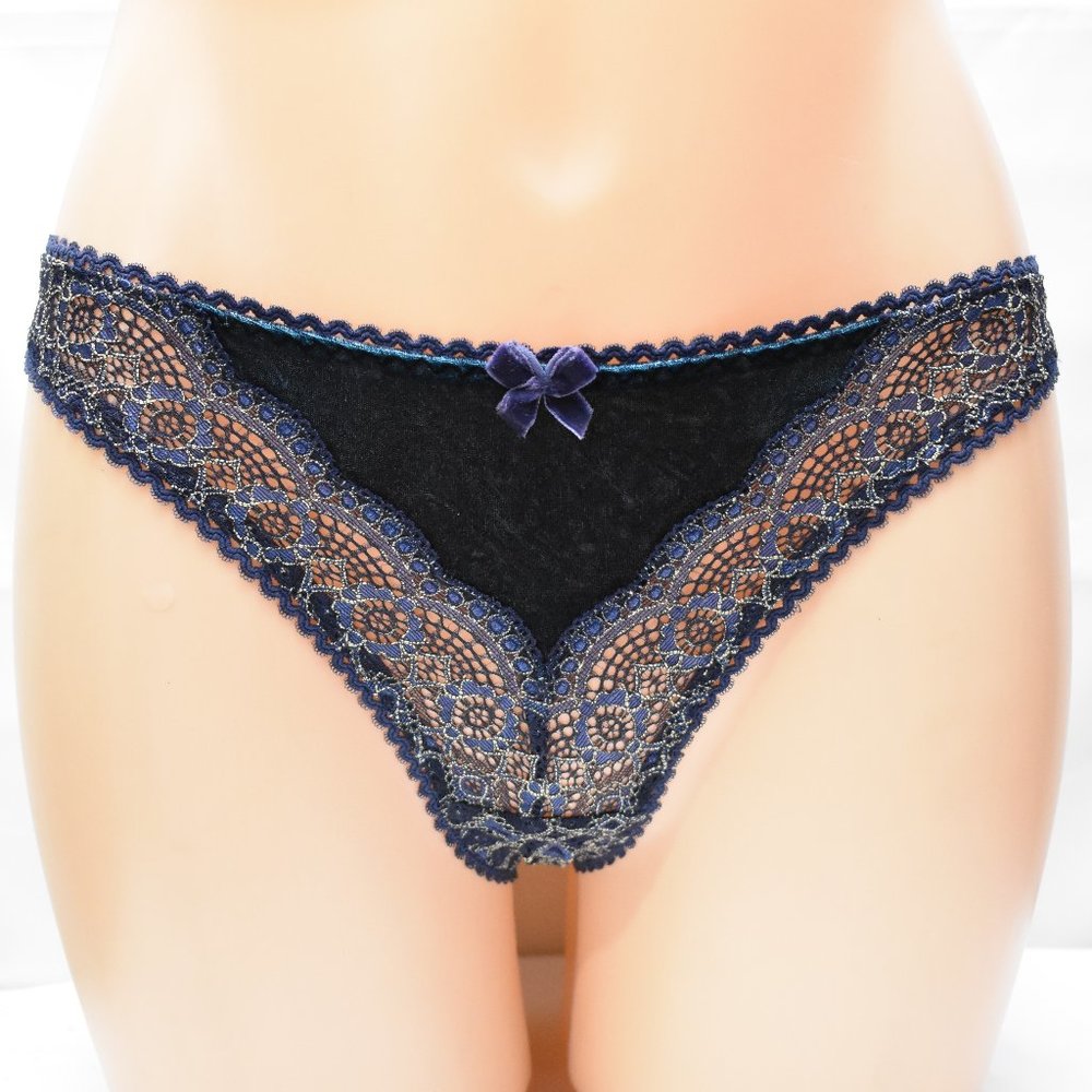 Rare VICTORIA'S SECRET Women's Bikini Brief Panty, Royal/Navy Blue, Size Small